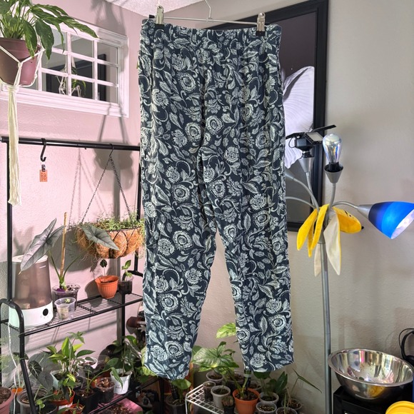 Floral Print Viscose Lounge Pants Bohemian Pajama Bottoms XS - Picture 1 of 9